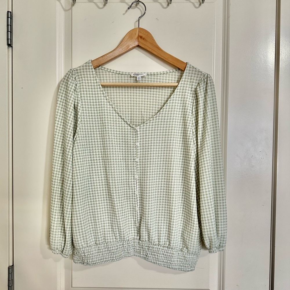 Green checkerd blouse